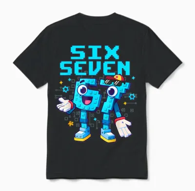 67 Six Seven 6-7 - Funny Italian Brainrot Kids Gaming Meme Unisex T-Shirt - Black