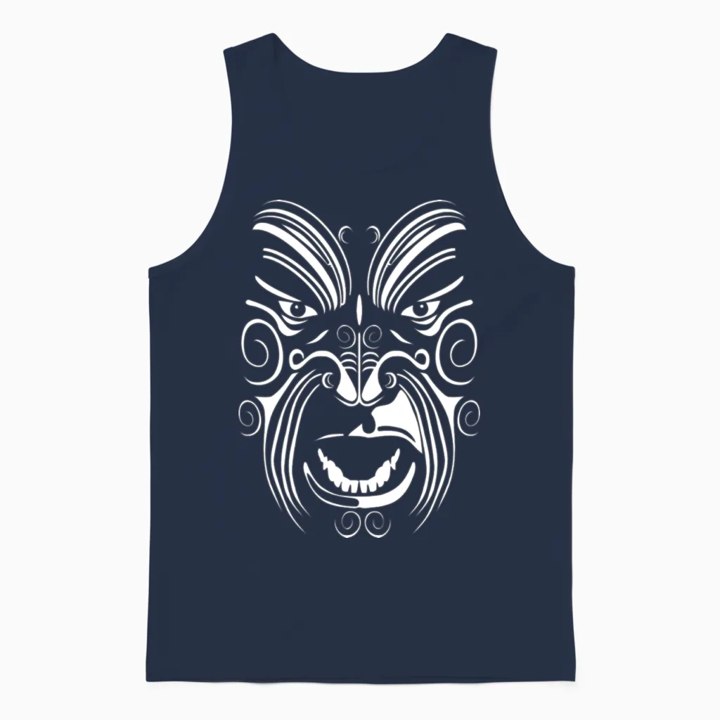 Tatouage Maori Blanc Unisex Tank Top in Navy