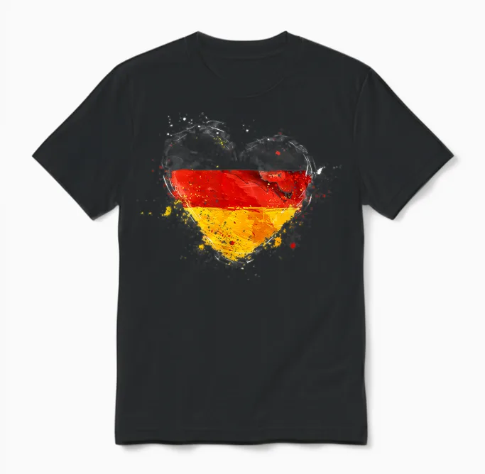 Deutschland Deutsche Flagge Herz Unisex T-Shirt in Black