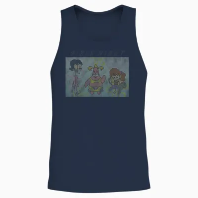 Spongebob Squarepants Patrick Squidward Girls Night Unisex Tank Top - Navy