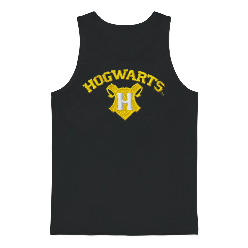 Harry Potter Hogwarts Logo Embroidery Design Unisex Tank Top - Black