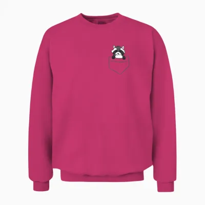 Raccoon - in Breast Pocket / Shirt Pocket Unisex Sweatshirt - Heliconia