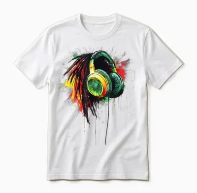 Reggae Music Helmet Jamaica Rasta Roots Jamaica T-Shirt, Black, S Unisex T-Shirt - White