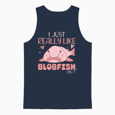 Funny Blobfish Lovers Unisex Tank Top - Navy