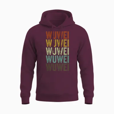 Wuwei China Retro Vintage Unisex Hoodie - Maroon