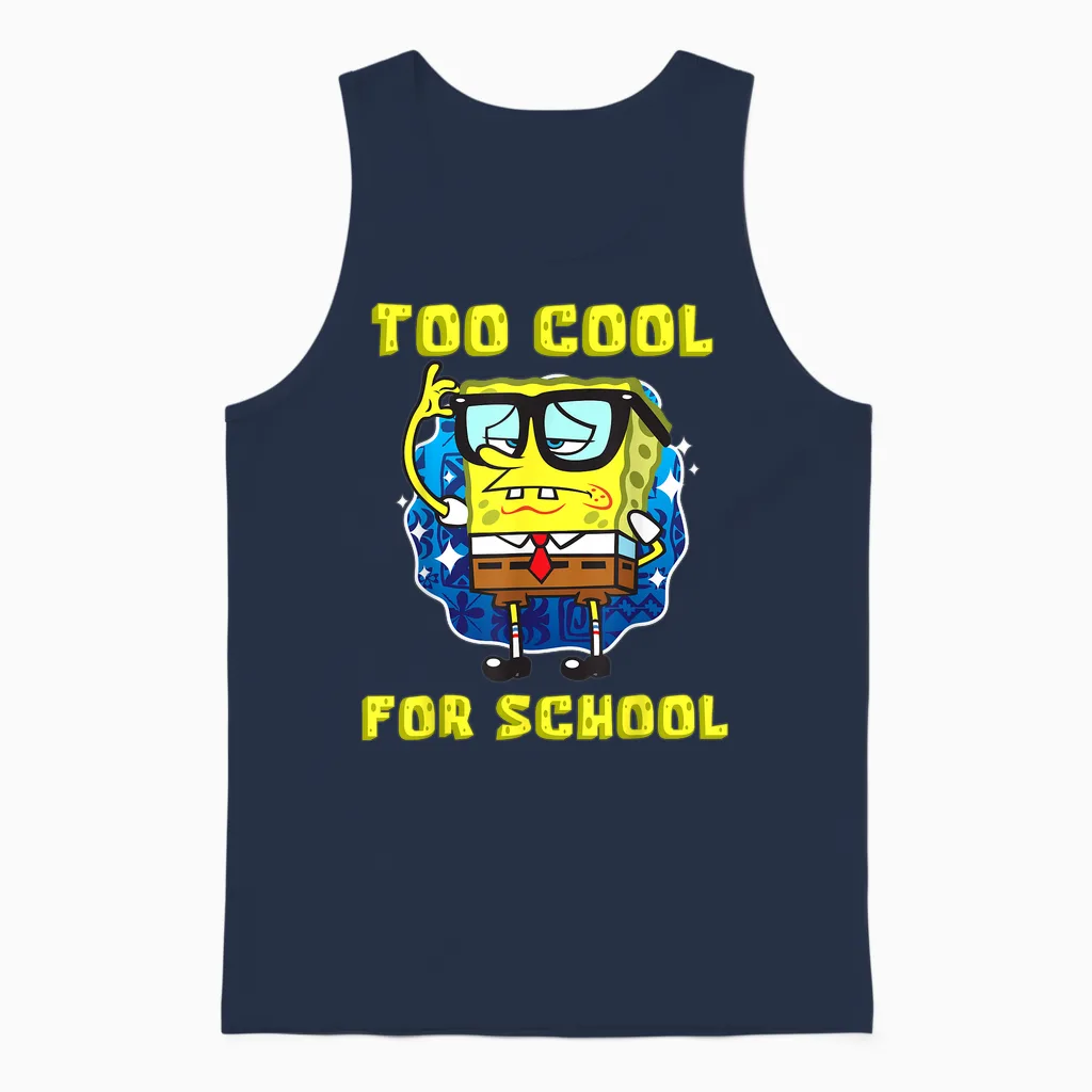Mademark X Spongebob Squarepants - Spongebob Too Cool for School Wearing Glasses for Boys Girls Unisex Tank Top in Navy