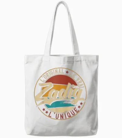 Zadig the Original the True the Unique Men & Boys T-Shirt, Black, S Tote Bags - White