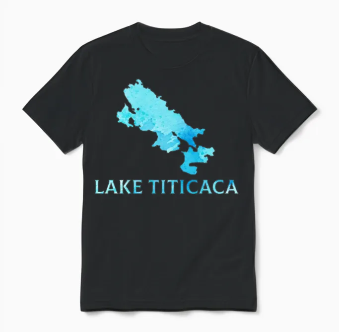 Lake Titicaca, Vintage Lake Titicaca Unisex T-Shirt in Black