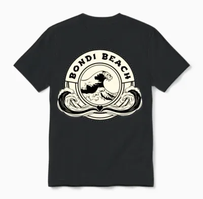 Bondi Beach Australia Japanese Style Unisex T-Shirt - Black