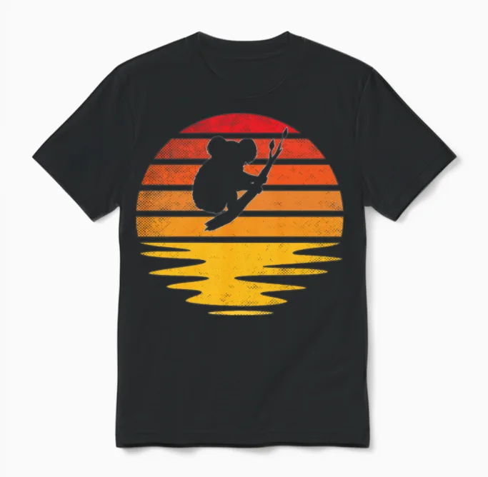 Koala Bear Retro Wildlife Gift Unisex T-Shirt in Black