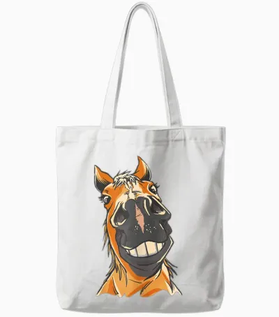 Braunes Pferd Lustiges Motiv Pferde Mädchen Stall Und Reiten Tote Bags - White