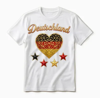Deutschland Sterne Und Herz Germany Unisex T-Shirt - White