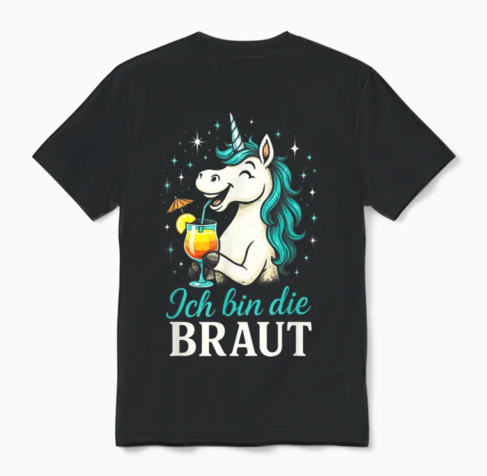 Ich Bin Die Braut - Einhorn Unisex T-Shirt in Black
