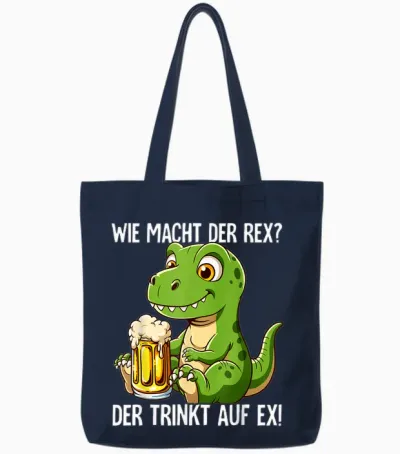 Lustige Party Gadgets Wie Macht Der Rex T-Shirt, Schwarz, Cartoon, Unisex-Erwachsene, S, V-Ausschnitt, Halbarm, Polyester 100%, Imported, Klassisch, Cartoon-T-Shirt Wie Macht Der Rex Tote Bags - Navy
