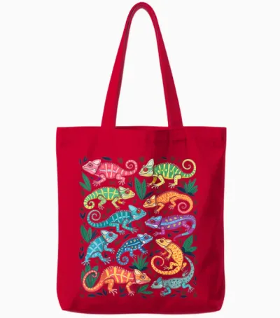 Buntes Chamäleon Tote Bags - Red