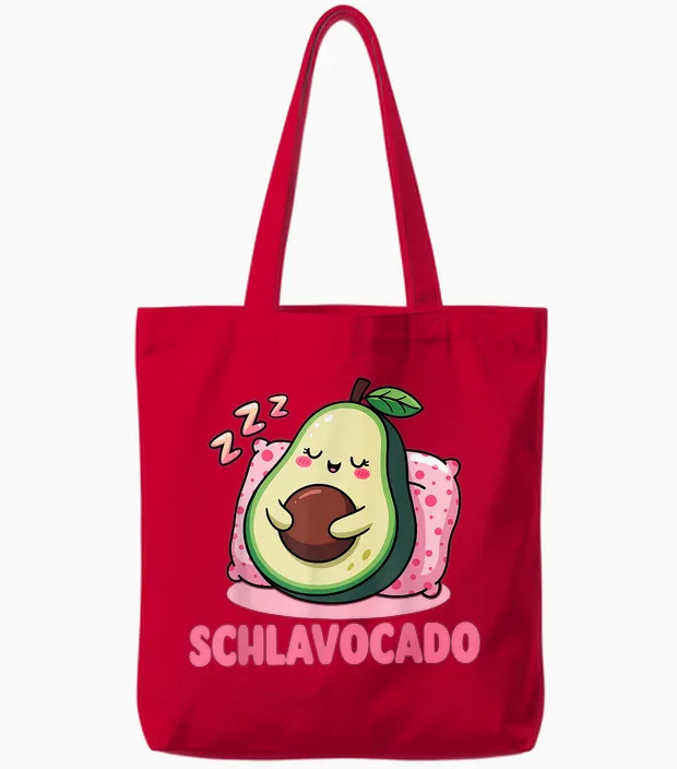 Avocado Funny Women's Men's Sleep Shirt Official Pyjama T-Shirt, Black, S Tote Bags in Red