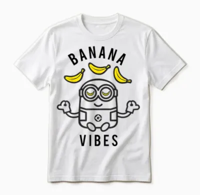 Despicable Me Banana Vibes Mediation Minion T-Shirt, Yellow, S Unisex T-Shirt - White