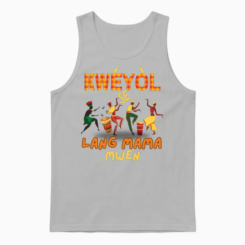 Happy Fete Kweyol Happy Jounen Kweyol Day Saint Lucia Creole Unisex Tank Top in Ash