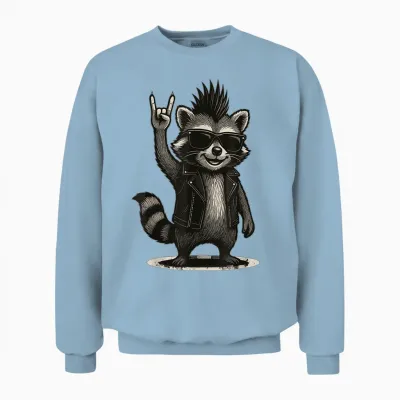 Waschbär Punk Rock Musik Vintage Unisex Sweatshirt - Light Blue