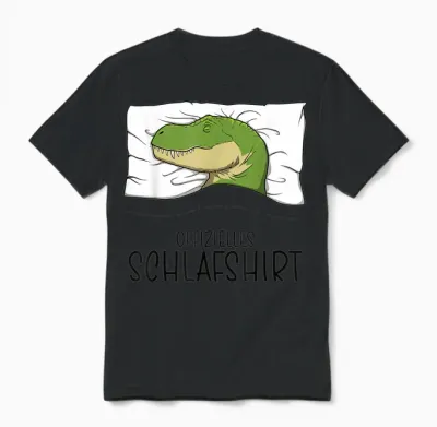 Official T-Rex Sleepshirt Pyjamas Dino Dinosaur T-Shirt, Gray Unisex T-Shirt - Black