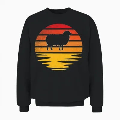 Sheep Retro Unisex Sweatshirt - Black
