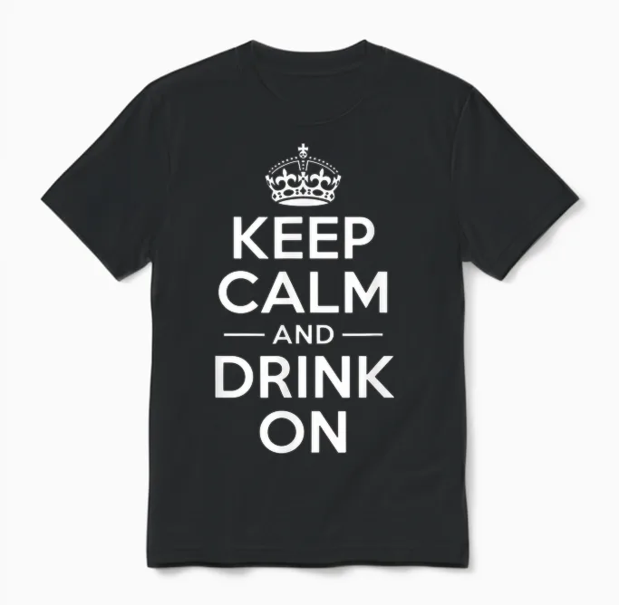 Keep Calm and Drink on Lustige Spruchkrone Unisex T-Shirt in Black