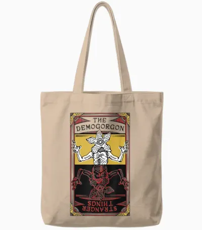 Stranger Things 4 Demogorgon Upside Down Tarot Tote Bags - Natural