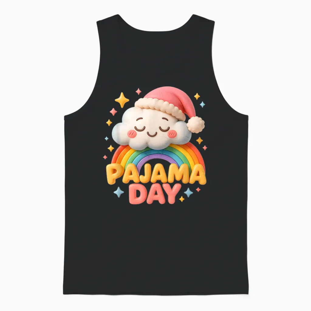 Pajama Day School Spirit Week Sleepy Cloud Teacher Student Unisex Tank Top in Black