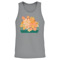 Retro Flowers — Floral & Botanical Gift Unisex Tank Top - Sport Grey – 2