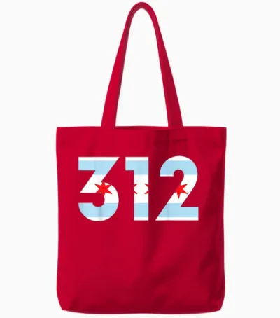 T-Shirt Code Zone 312 Drapeau De Chicago Tote Bags - Red