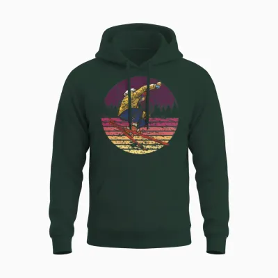 Skier Skiing Retro Unisex Hoodie - Forest