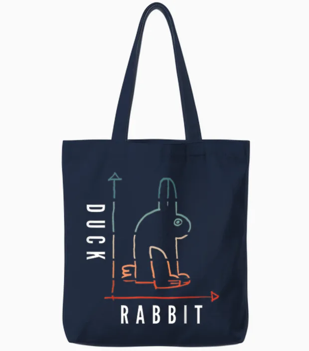 Duck Rabbit Graph Science Nerd Mathematik Geek Physik Philosoph Tote Bags in Navy