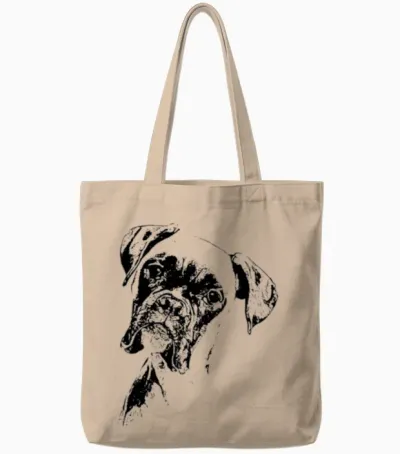 Boxer Dog Face Product - Dog Lovers Boxer Dog Tote Bags - Natural