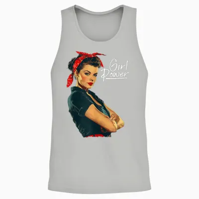 Rockabilly Girl Power T-Shirt, Black Unisex Tank Top - Ash