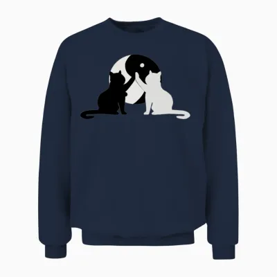 Yin Yang Cat Funny Cat Lover Unisex Sweatshirt - Navy