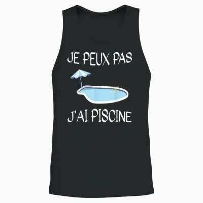 Je Peux Pas J'ai Piscine Funny Swim Gift Swimmer T-Shirt, Black, S Unisex Tank Top - Black
