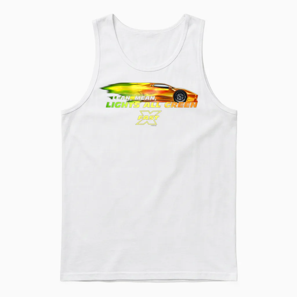 Fast X Lean Mean Lights All Green Lamborghini Gradient Unisex Tank Top in White