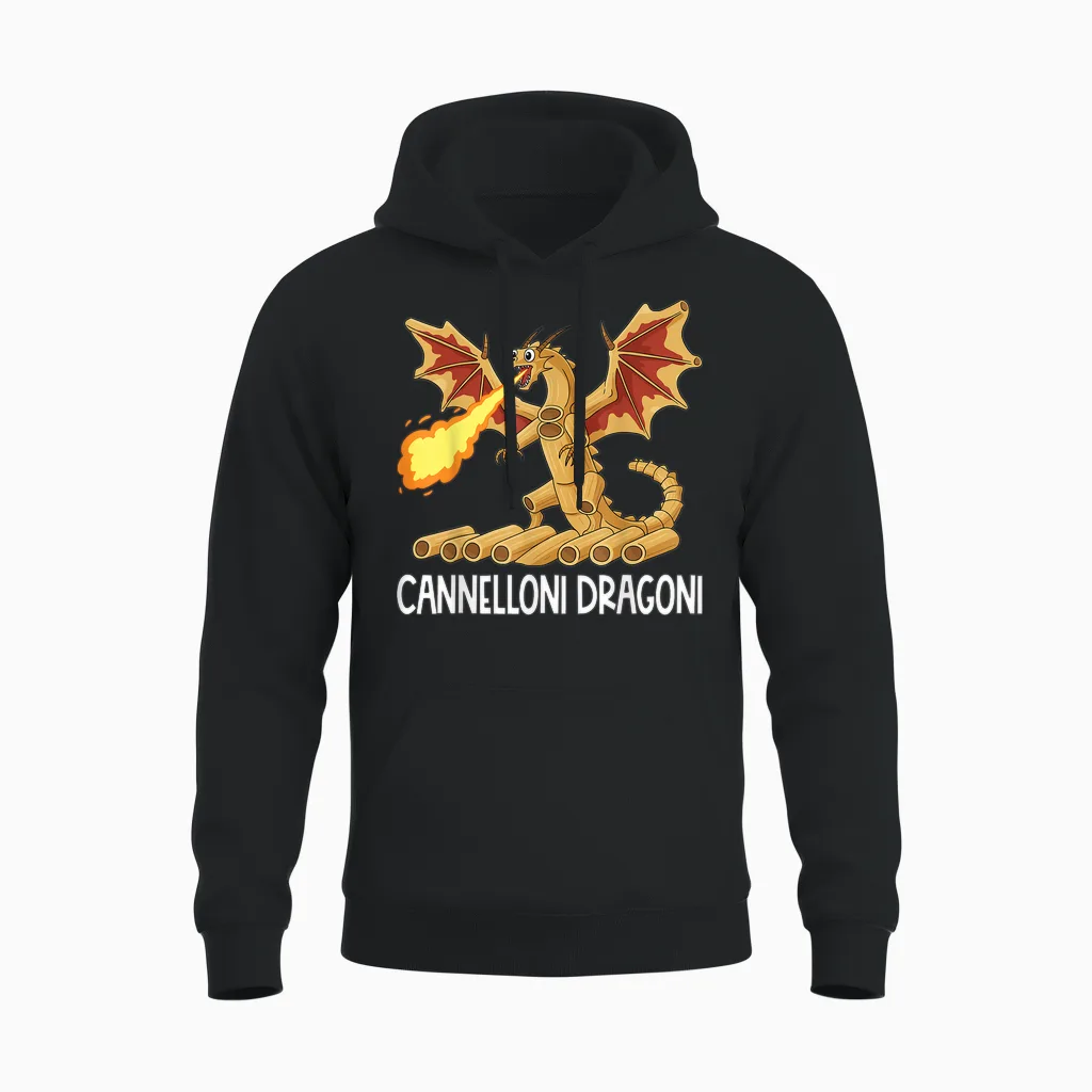 Italienische Brainrot Charaktere Cannelloni Dragoni Unisex Hoodie in Black