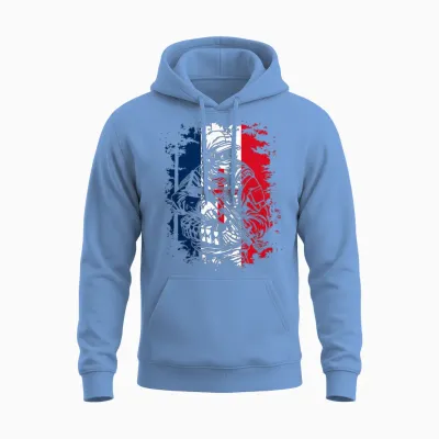 Soldat Avec Drapeau Français Et Croix De Lorraine T-Shirt Haut De Gamme Unisex Hoodie - Carolina Blue