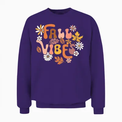 Fall Vibes Retro Groovy Fall Season Retro Leopard Unisex Sweatshirt - Purple