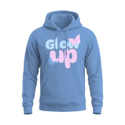 Glow Up Bold Butterfly Aesthetic Design Unisex Hoodie - Carolina Blue