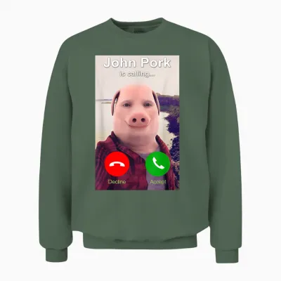 John Pork Is Calling Unisex Sweatshirt - Military Green