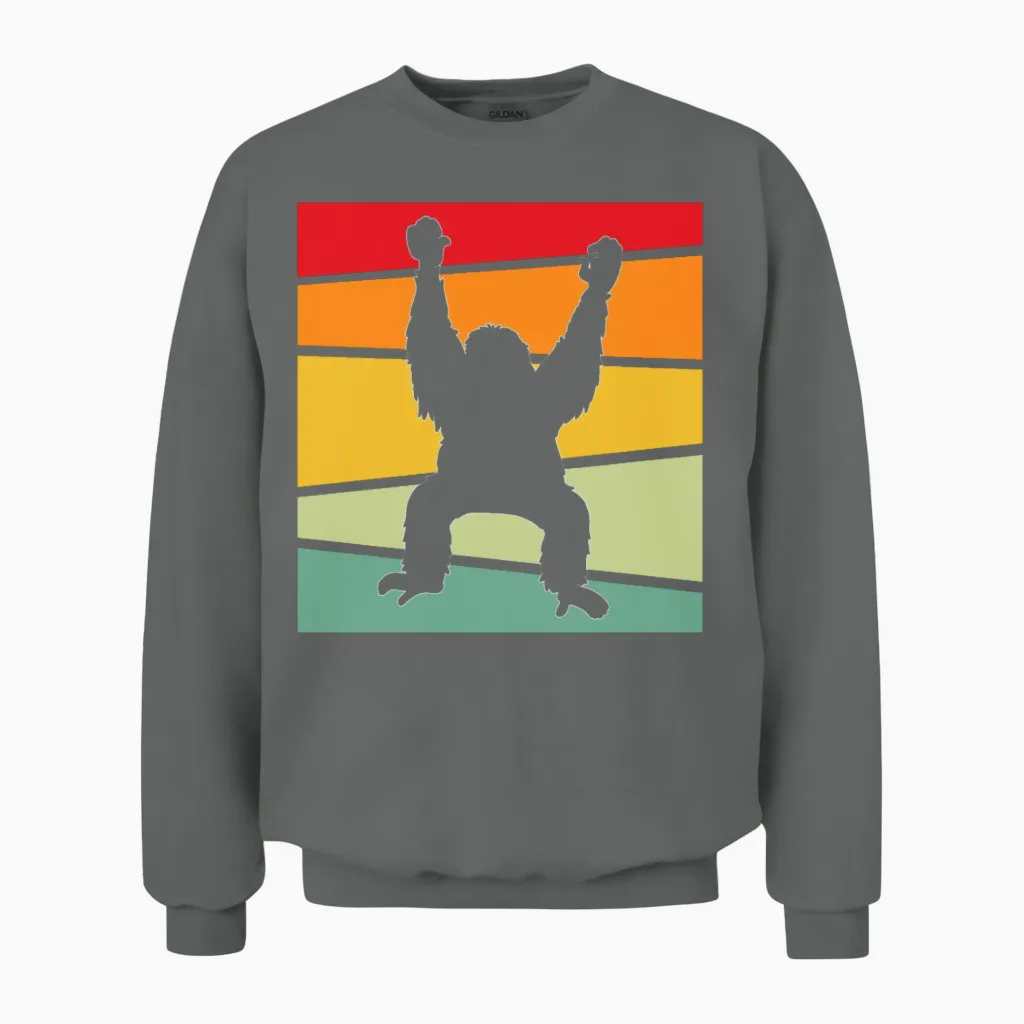 Orang Utan Retro Unisex Sweatshirt in Graphite Heather