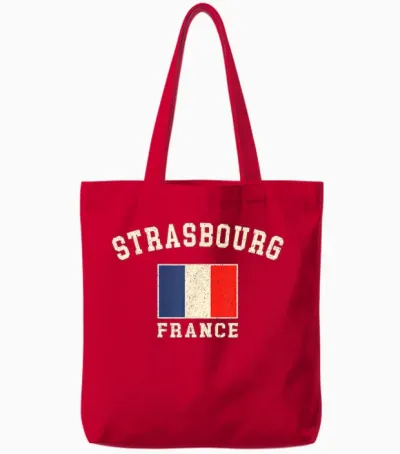 Vintage Straßburg Frankreich Französische Flagge Souvenir Retro Grafik Tote Bags - Red