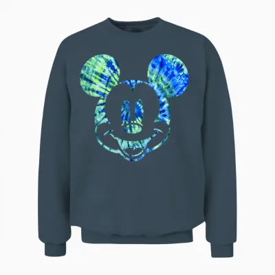 Disney Mickey Mouse Green Tie Dye T-Shirt Small Unisex Sweatshirt - Dark Heather