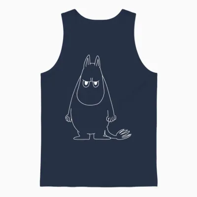 Moomin Angry Moomintroll T-Shirt, Black Unisex Tank Top - Navy