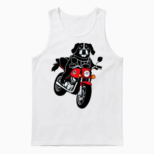 Dog Biker Funny Unisex Tank Top - White