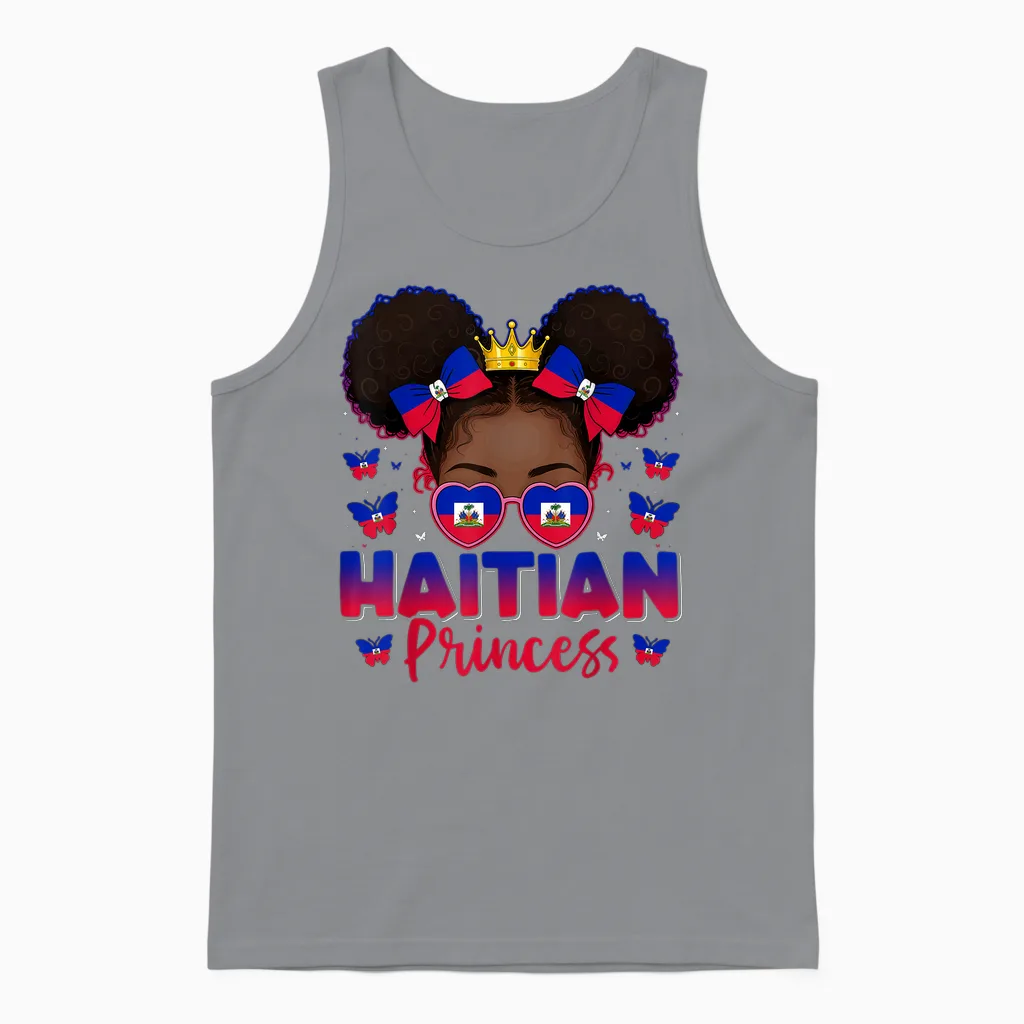 Haitian Princess Haiti Flag Afro Haitienne for Girls Unisex Tank Top in Sport Grey