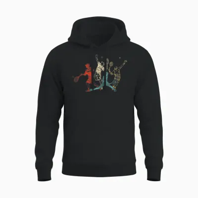Funny Tennis Player Racket Retro Unisex Hoodie - Black