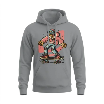 Funny Skater Retro Unisex Hoodie - Sport Grey